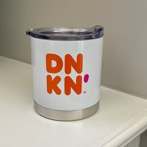DNKN' White and Orange Coffee Tumbler